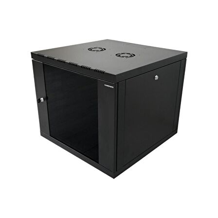 9U 540x550 mm Eko Serisi Yan Panelli Tek Gövdeli Duvar Tipi Kabinet Siyah 2 Yıl Üretici Garantili