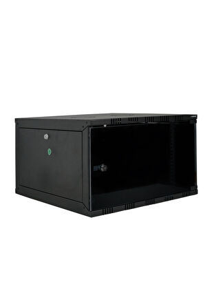 15U 540x400 mm Eko Serisi Yan Panelli Tek Gövdeli Duvar Tipi Kabinet Siyah 2 Yıl Üretici Garantili