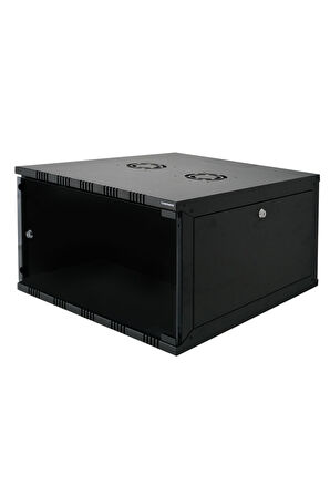 15U 540x400 mm Eko Serisi Yan Panelli Tek Gövdeli Duvar Tipi Kabinet Siyah 2 Yıl Üretici Garantili
