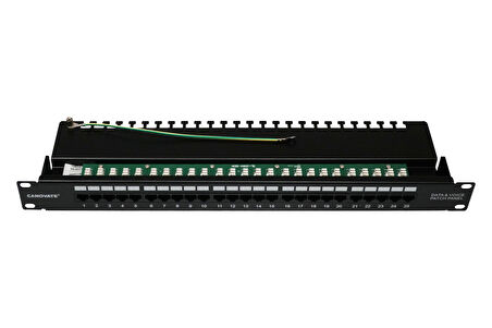 Canovate 25 Port Cat 3 Telefon Patch Panel 1U 19'' Siyah Zırhlı Ral 9005 2 Yıl Üretici Garantili