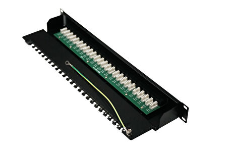 Canovate 25 Port Cat 3 Telefon Patch Panel 1U 19'' Siyah Zırhlı Ral 9005 2 Yıl Üretici Garantili