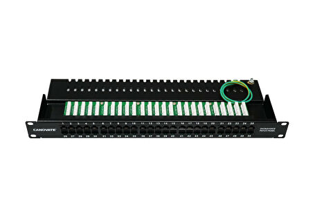 Canovate 50 Port Cat 3 Telefon Patch Panel 1U 19'' Siyah Zırhlı Ral 9005 2 Yıl Üretici Garantili