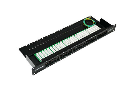 Canovate 50 Port Cat 3 Telefon Patch Panel 1U 19'' Siyah Zırhlı Ral 9005 2 Yıl Üretici Garantili