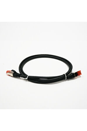 Bakır Patch Kablo S/FTP CAT6 1 mt LSZH SİYAH ASSMAN