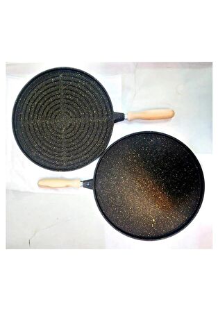 Elart Döküm Çift Taraflı Izgaralı Gözleme Tavası - 36 Cm