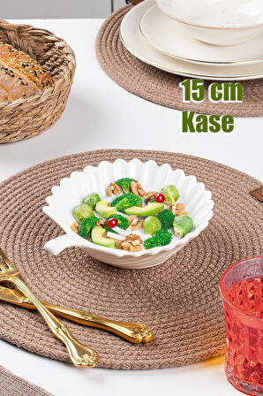Porsima 1747n Porselen Kase Yaprak Desenli Derin Salata Kase 15cm