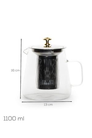 Porsima JYDH-201 Isıya Dayanıklı 1100 Ml Süzgeçli Borasilikat Cam Demlik Çay-Bitki Çayı Demliği