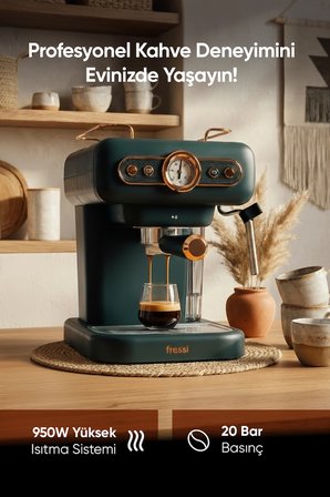 Espresso Latte Cappuccino Kahve Makinesi Süt Köpürtücülü 20bar Basınçlı 1,2lt Em-01 Ristretto