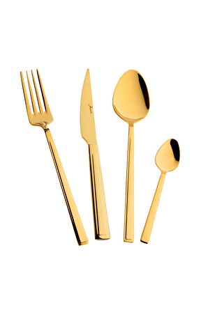 Athena 6 Kişilik 24 Parça Titanyum Gold Tatlı Çatal Kaşık Bıçak Takımı