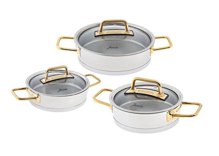 Jumbo 500.01.01.8424 Assos 3'Lü Titanyum Gold Midi Sahan Seti