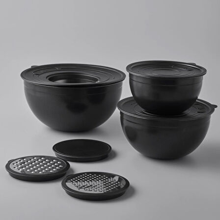 Jumbo Globe 9 Parça Rendeli Saklama Kabı Seti Mat Siyah