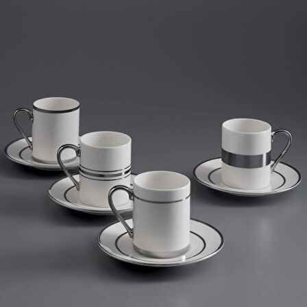 Jumbo Luces Platin 4 Kişilik Kahve Fincan Takımı 90 ml