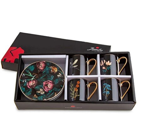 Jumbo 1000024958001 Black Garden 4'lü Multicolor Kahve Fincanı 
