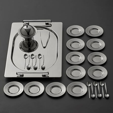 Jumbo New 9000 28 Parça Oval Çay Seti Çelik