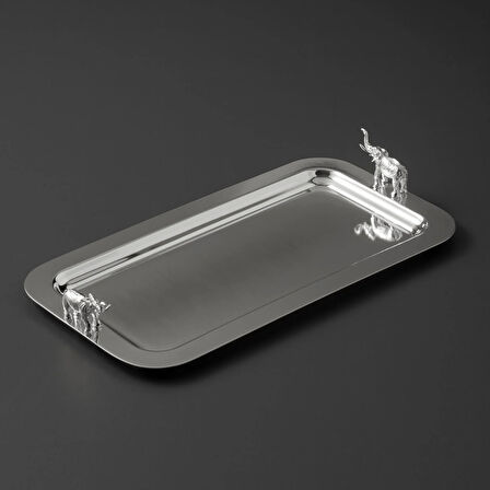 Jumbo Ganesha Gümüş Tepsi 16,5X32