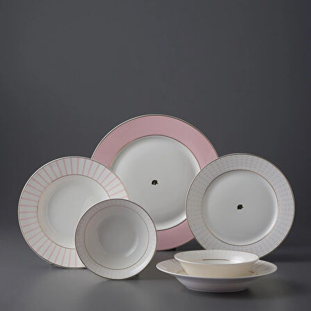 Jumbo Navy 24 Parça 6 Kişilik Yemek Takımı Pink