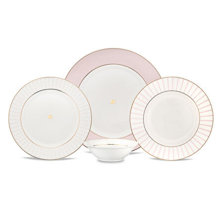 Jumbo Navy 24 Parça 6 Kişilik Yemek Takımı Pink
