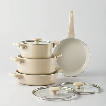 Jumbo Swiss Crystal Dark Cream 7 Parça Tencere Seti