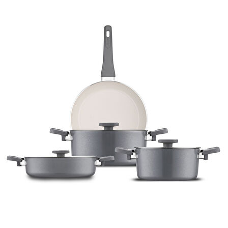 Jumbo Swiss Crystal Grey 7 Parça Tencere Seti