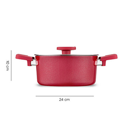Jumbo Swiss Crystal Red 7 Parça Tencere Seti