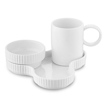 Jumbo Trigon 6 Parça 2 Kişilik Kahve Fincan Takımı Beyaz
