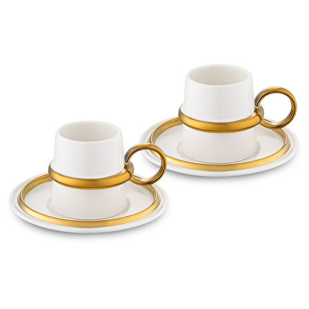 Jumbo Bond 4 Parça 2 Kişilik Kahve Fincan Takımı Gold