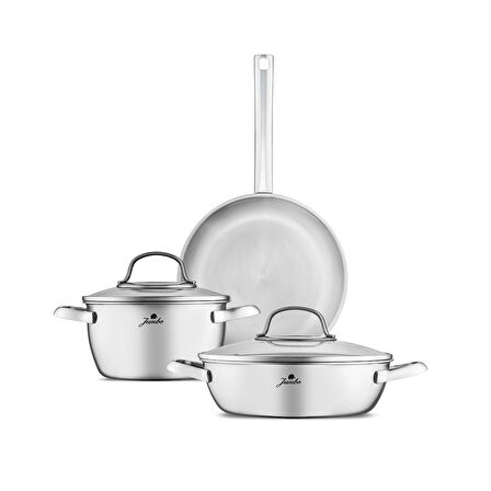 Jumbo Athena  3PLY 5 Parça İndüksiyon Tabanlı Çelik Tencere Seti