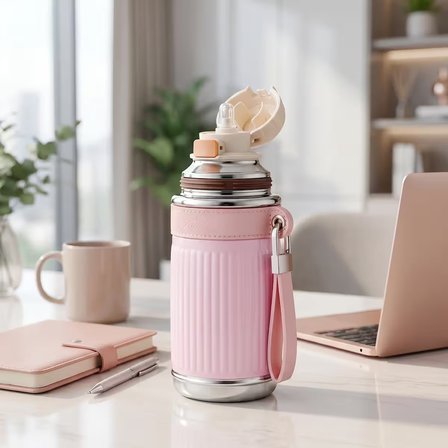 Jumbo Magic Pipetli Pembe Termos 650 ml