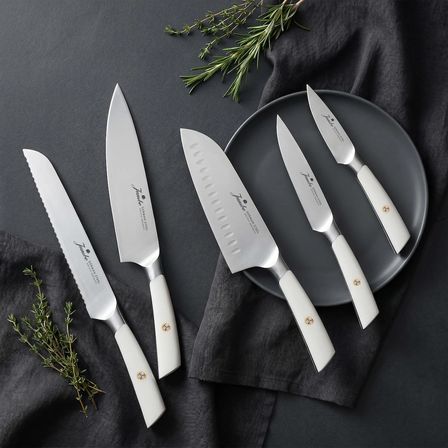 Jumbo Katana Standlı 6 Parça Beyaz Bıçak Seti