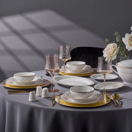 Jumbo Lineda Gold 55 Parça 12 Kişilik Yemek Takımı