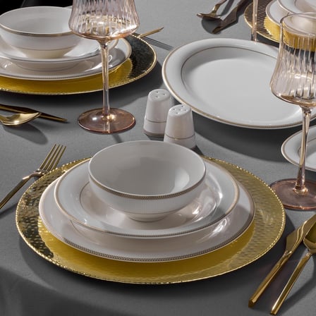 Jumbo Lineda Gold 55 Parça 12 Kişilik Yemek Takımı