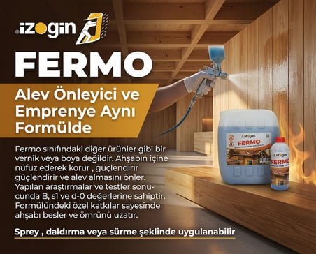 İzogin Fermo Şeffaf Ahşap Alev Önleyici 20 kg (150 ~ 160 metrekare için)