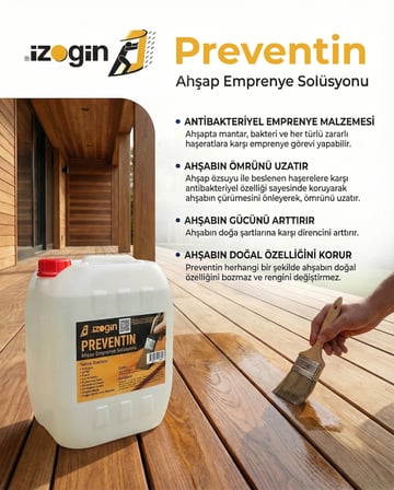 İzogin Preventin Ahşap Emprenye ve Koruyucu Solüsyon 5 KG (Seffaf)