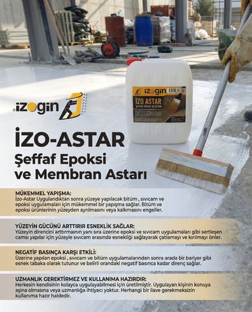 Izogin Izo-Astar Bitüm Membran ve Sıvıcam,epoksi Şeffaf Astar (20 Metrekare Için)