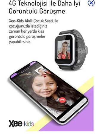 Xee Kids Konum Takipli Görüntülü Konuşmalı Akıllı Çocuk Saati Siyah