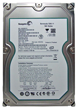 Seagate 500GB ST3500320AS 7200Rpm 32Mb Sata 3.0Gb-S 3.5 Harddisk (İthalat)