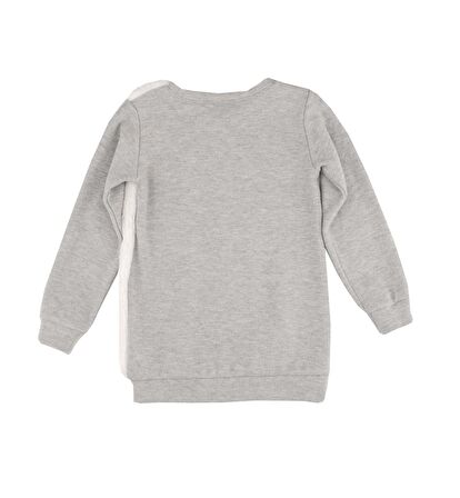 KIZ ÇOCUK PELUŞ DETAYLI BASKILI SWEATSHIRT 