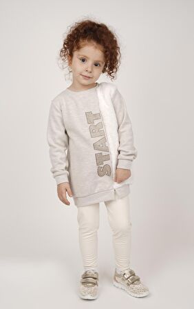 KIZ ÇOCUK PELUŞ DETAYLI BASKILI SWEATSHIRT 