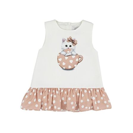 Best Kids Kedi Desenli Elbise BEST-2358534