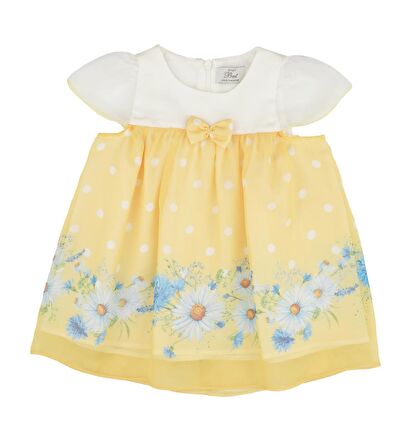 KIZ BEBEK ÇİÇEK BASKILI ŞİFON ELBİSE