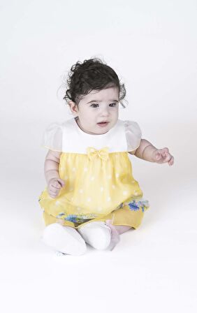 KIZ BEBEK ÇİÇEK BASKILI ŞİFON ELBİSE