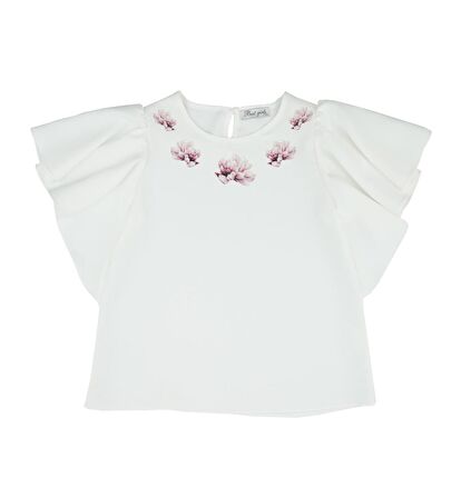 KIZ ÇOCUK KOLLARI VOLANLI BLUZ BK22YK9564