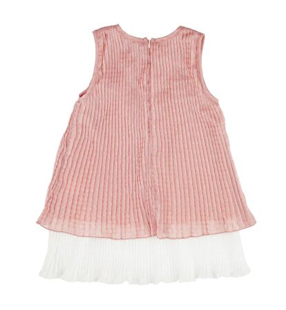 KIZ ÇOCUK İKİ RENK PİLİLİ ELBİSE