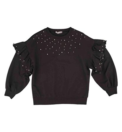 KIZ ÇOCUK KOLLARI VOLANLI SWEATSHIRT 