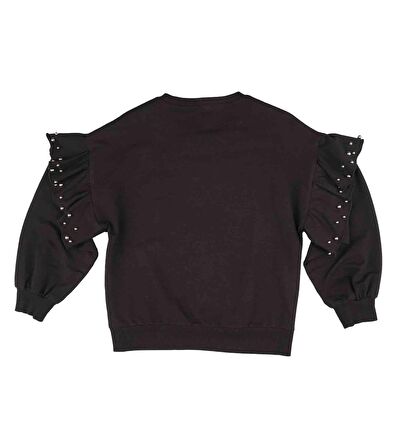 KIZ ÇOCUK KOLLARI VOLANLI SWEATSHIRT 