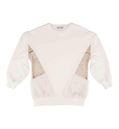 KIZ ÇOCUK PELUŞ CEPLİ SWEATSHIRT