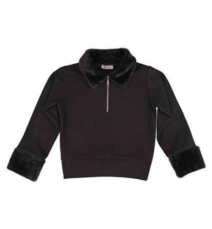 KIZ ÇOCUK PELUŞ DETAYLI SWEATSHIRT 