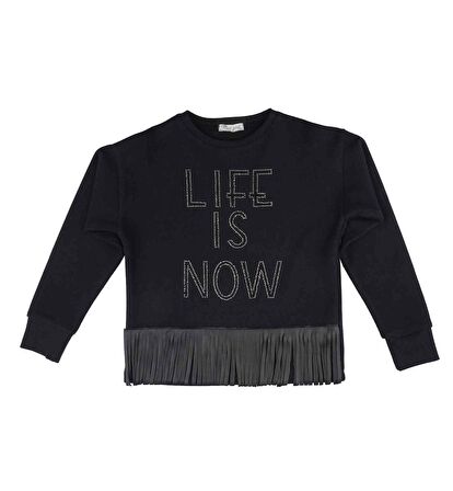 KIZ ÇOCUK TAŞ BASKILI SWEATSHIRT 