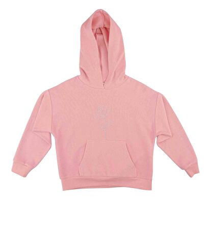 KIZ ÇOCUK KAPÜŞONLU KANGURU CEPLİ SWEATSHIRT 