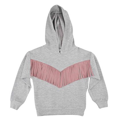 KIZ ÇOCUK PÜSKÜL DETAYLI KAPÜŞONLU SWEATSHIRT